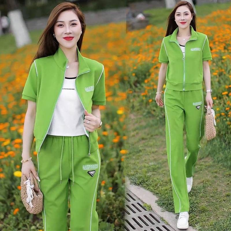 休闲运动套装女2025夏季新款时尚洋气质显瘦运动卫衣阔腿裤两件套