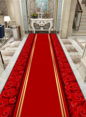 走廊地毯家用红色喜庆地垫宾馆酒楼大面积满铺垫子舞台婚庆长地毯