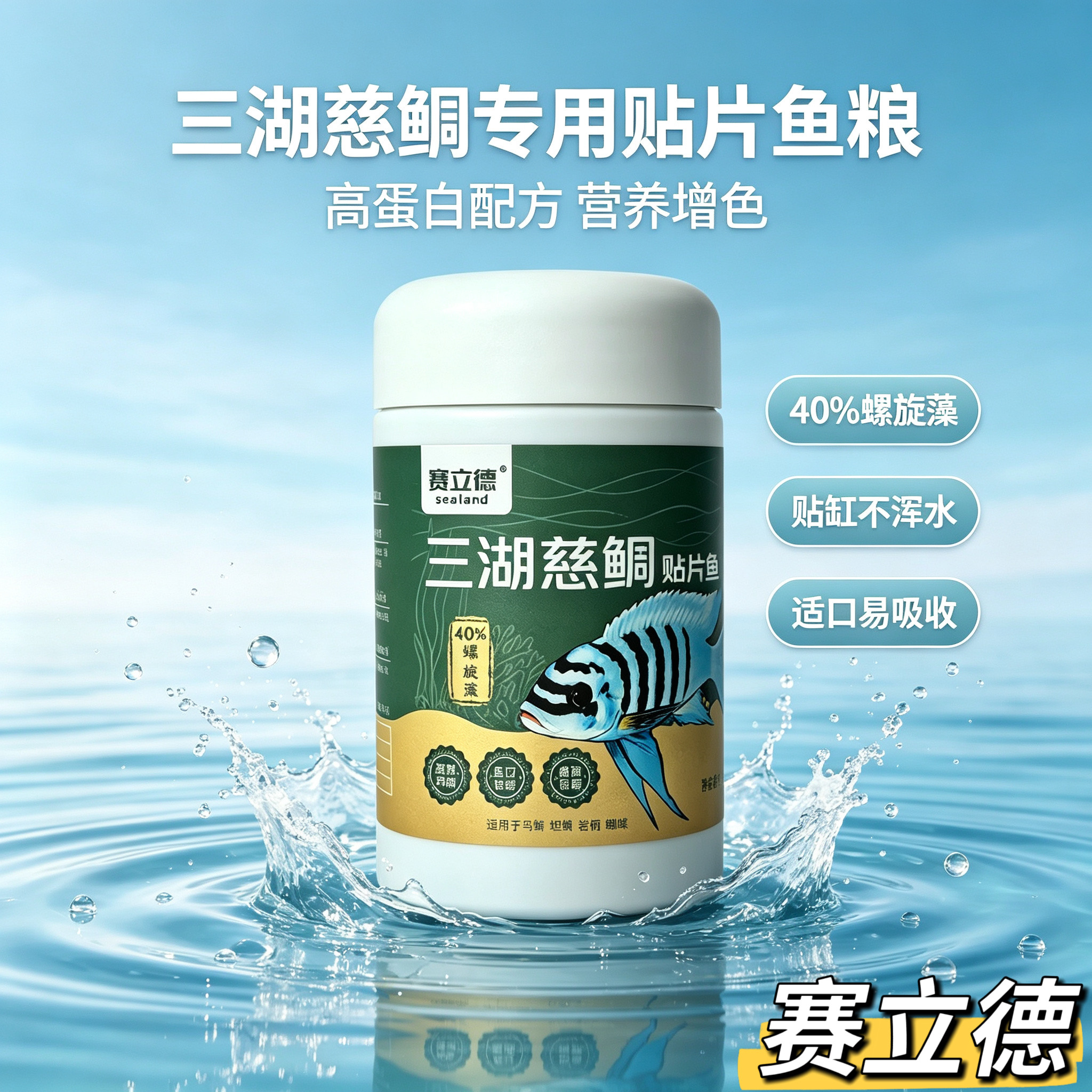正品赛立德三湖慈鲷鱼饲料贴片螺旋藻贴片素食蝴蝶龙王岩溪岩栖图片