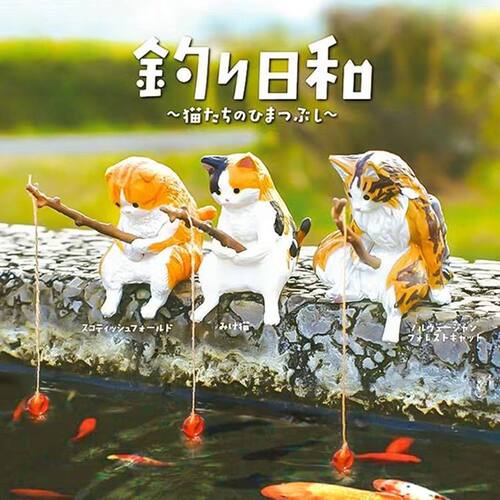 鱼缸钓鱼猫摆件206506