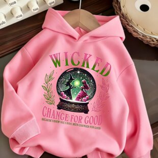 Wicked Changed For Good印花时尚儿童薄款休闲帽衫宽松卫衣