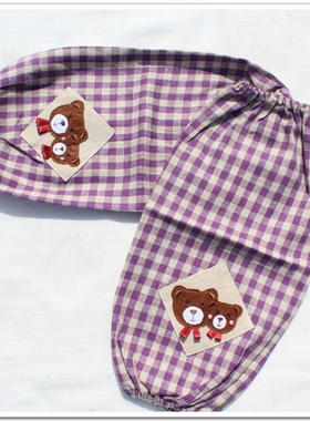 AABY田园格子可爱母子熊熊加长款办公室护袖/套袖/袖套