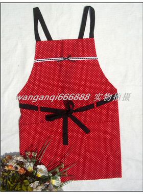 包邮促销红色水玉点点吃饭女孩外贸可爱画画衣反穿罩衣201904