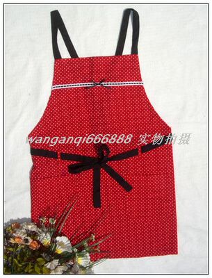 包邮促销红色水玉点点吃饭女孩外贸可爱画画衣反穿罩衣201904