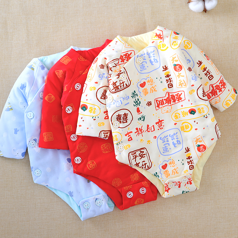 长袖三角哈衣春秋冬纯棉花纯手工