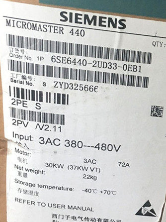 西门子6SE6440-2UD33-0EB1/OEB1 440变频器380-480V三相交流30KW