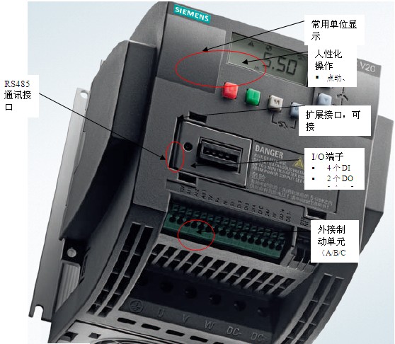 西门子V20变频器0.37KW 1AC 230V 6SL3210-5BB13-7UV0