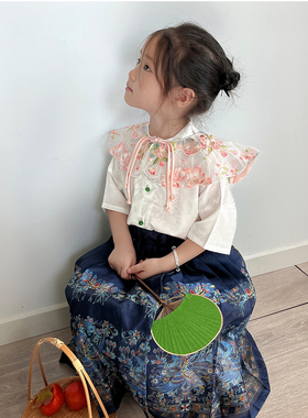 黎落阁儿童云肩汉服明制纸鸢亲子装旗袍百搭新中式汉服原创配饰