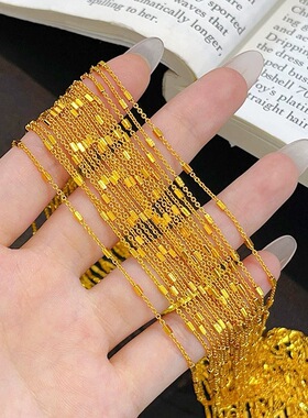 仿金铜小方块拼接细项链