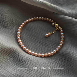 白露 天然珍珠手链14K包金