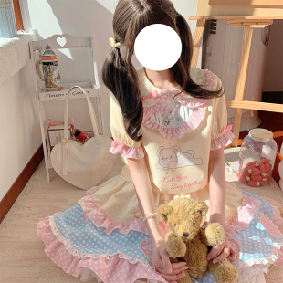 铭依记少女原创   元气熊  日系少女可爱甜妹夏季套装