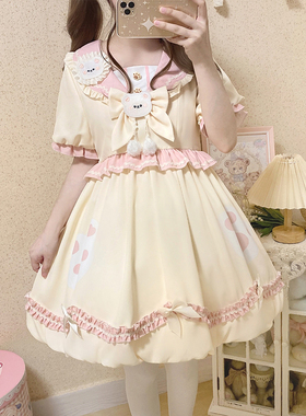 铭依记少女原创   奶熊团子 LOLITA花苞裙洛丽塔OP短袖公主裙