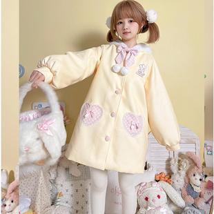 断码断色清仓处理-  爱心兔少女可爱兔耳呢子大衣加棉Lolita外套