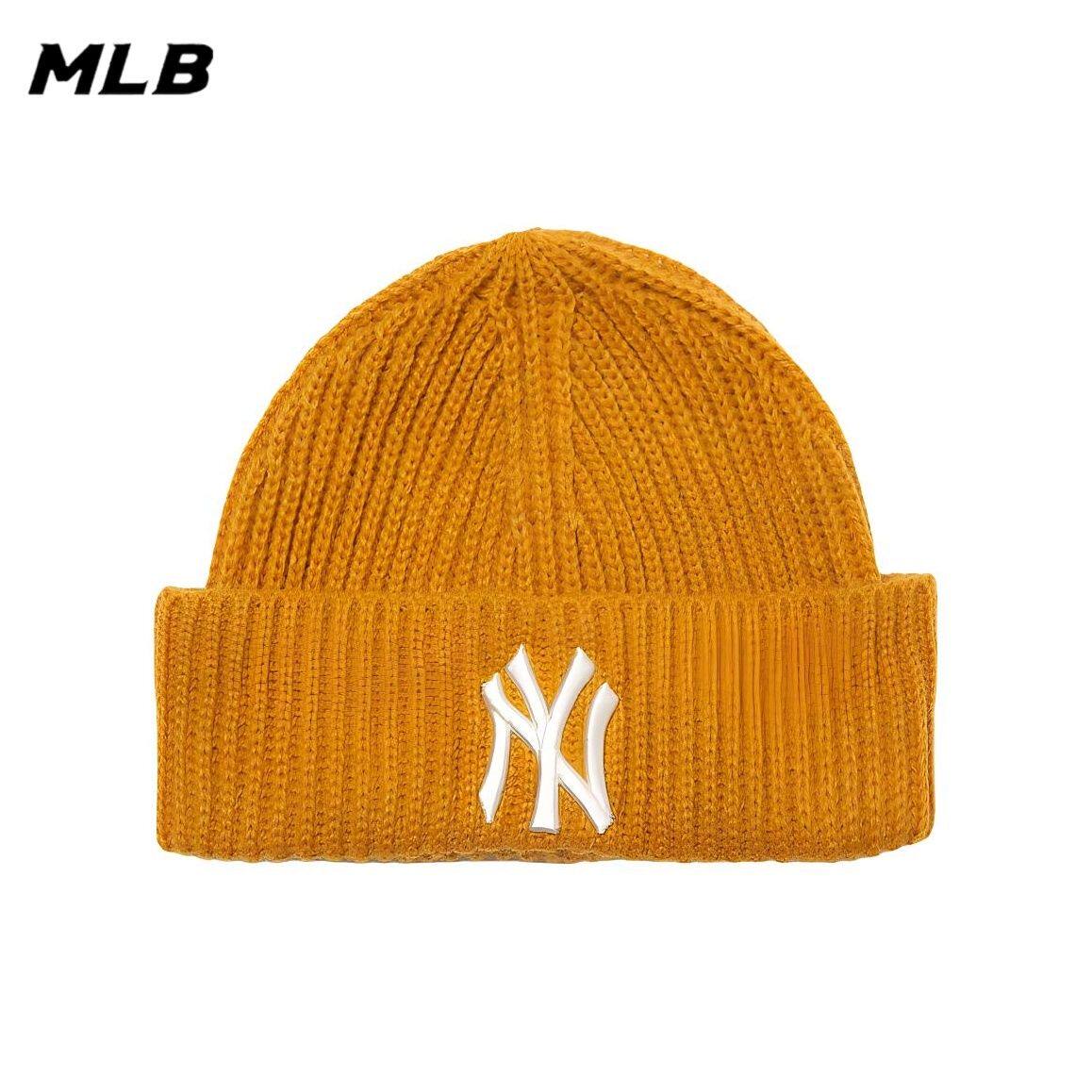 MLB 美职棒男女同款时尚百搭潮流秋冬情侣刺绣logo纯色保暖针织帽