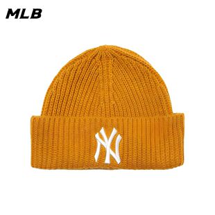 MLB 美职棒男女同款时尚百搭潮流秋冬情侣刺绣logo纯色保暖针织帽