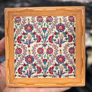 文创咖啡杯垫描金浮雕南洋东南亚花砖茶杯垫茶垫旅游纪念品伴手礼