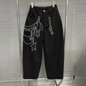 长裤 EAM 小众设计感烫钻装 饰黑色弯刀休闲裤 STUDIO2026年春季 新款