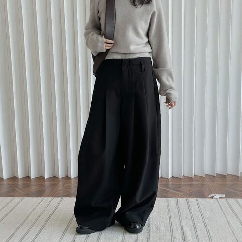 通勤阔腿西裤挺括加厚显瘦长裤女