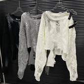 不规则皮带露肩毛衣女慵懒时尚 EAM STUDIO2025年秋冬新款 针织上衣