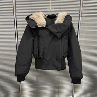 EAM 两穿连帽拉链翻领内里毛毛羽绒服短外套 STUDIO2025年秋冬新款