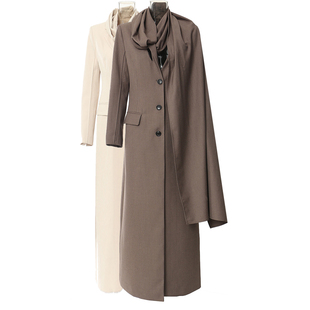 EAM STUDIO高级围脖披肩设计感长款风衣外套女高个子女生大衣春秋