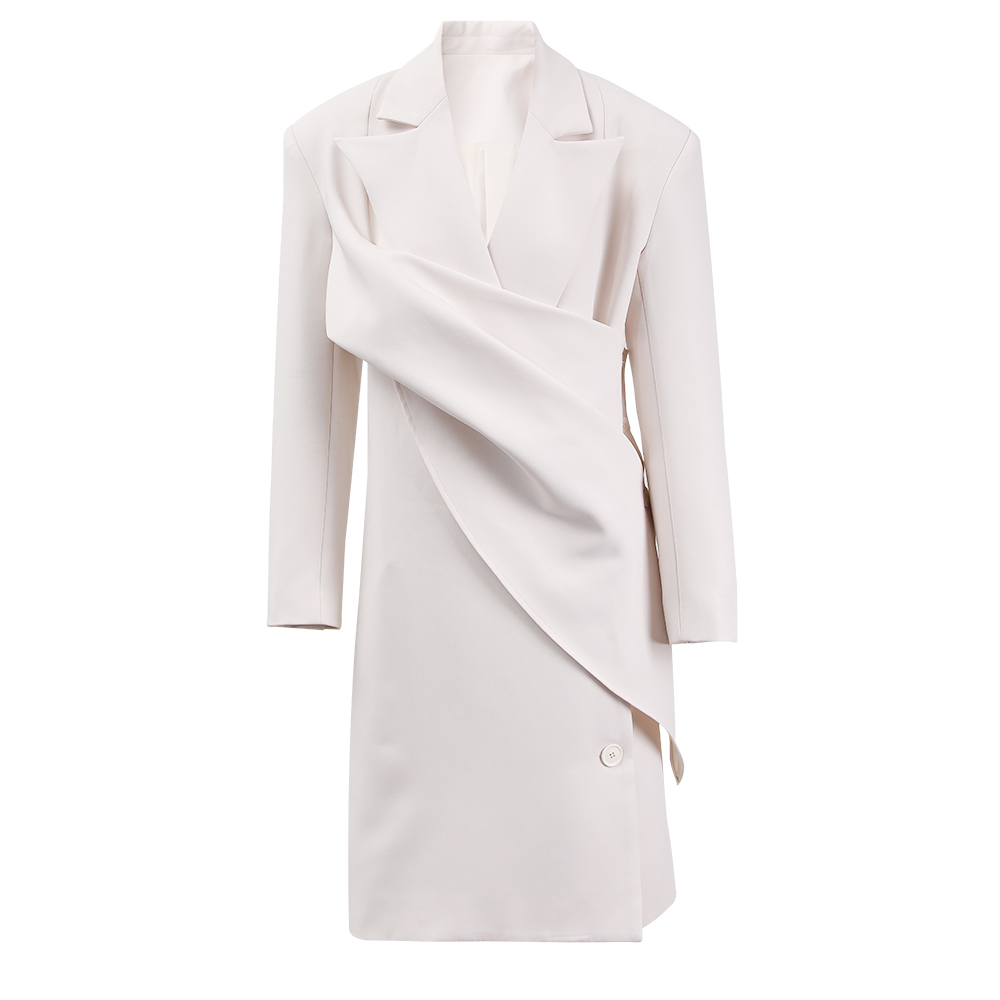 不规则衣门襟小众设计韩系西装裙