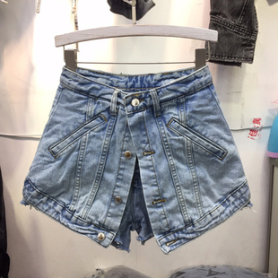 不规则设计感小众裙裤 EAM 女夏季 假两件牛仔短裤 STUDIOaw大王同款