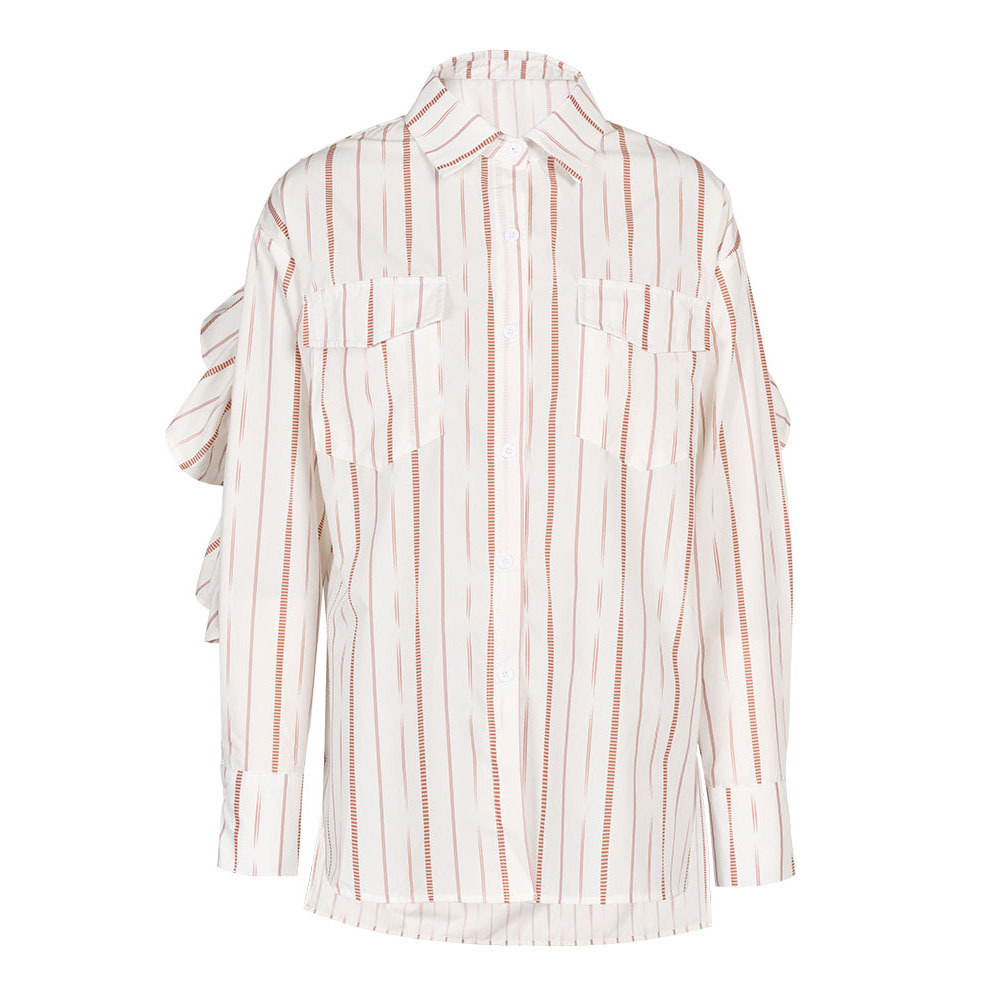 复古风荷叶边宽松长袖衬衫