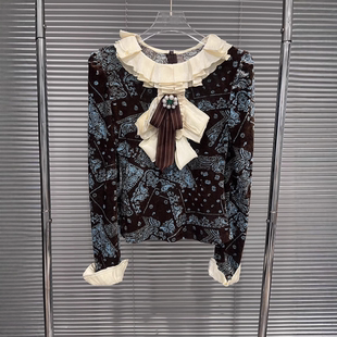 显瘦打底上衣长袖 EAM 宫廷风蝴蝶结领修身 新款 女 STUDIO2026年春季