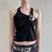 STUDIO小众设计感无袖 捏褶OK手势装 饰背心女夏季 EAM 百搭美式 上衣