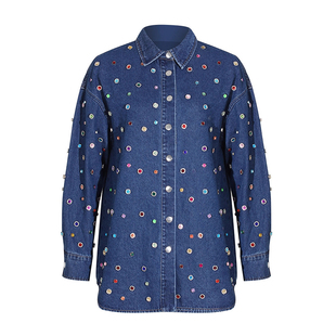 两件套装 时髦重工镶彩钻牛仔外套高腰直筒长裤 STUDIO2025秋季 EAM