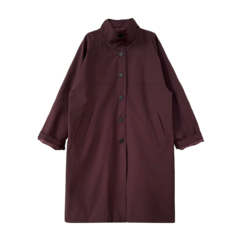 立领长款复古气质挺括宽松风衣
