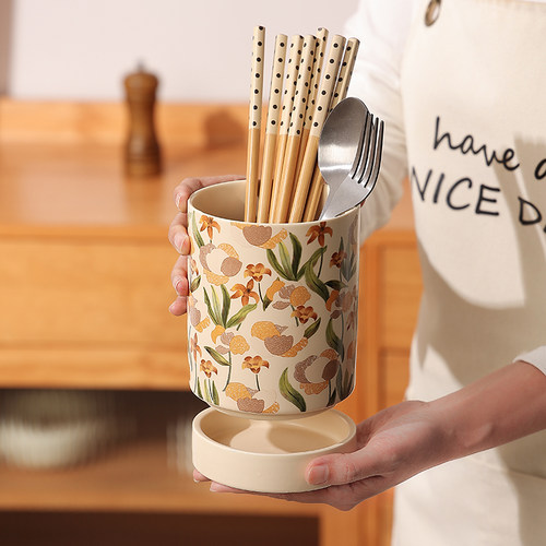 熊谷组陶瓷筷子收纳筒