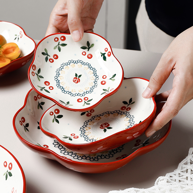 日式复古创意盘子网红沙拉甜品