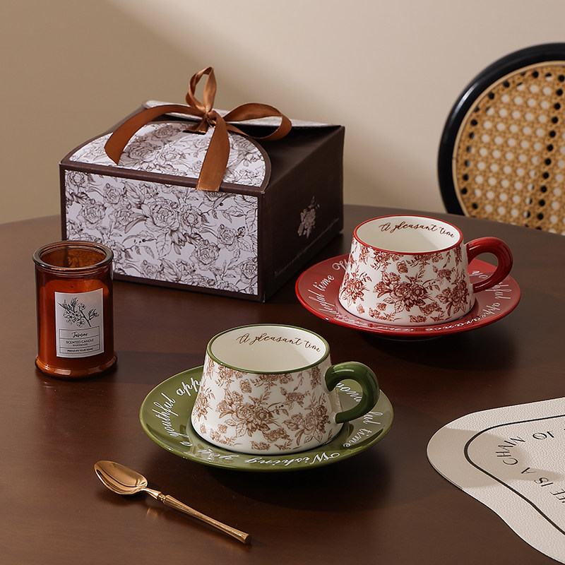 法式陶瓷咖啡杯高档精致好看的杯子伴手礼物高颜值下午茶杯碟套装,餐饮具,咖啡杯,淘宝优惠券,粉丝福利购,淘宝优惠卷