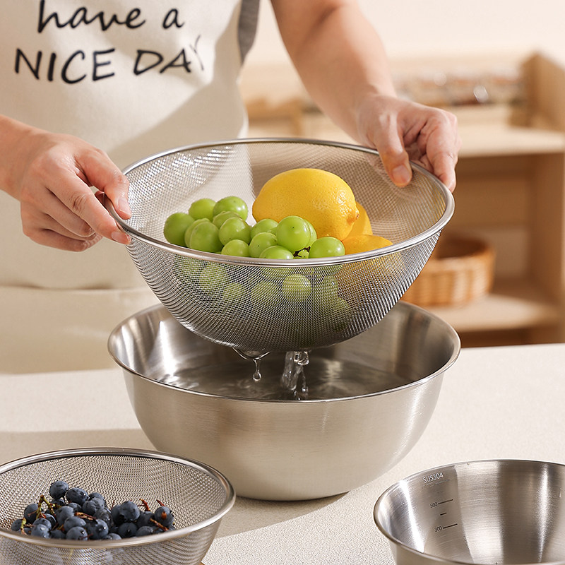 熊谷组不锈钢双层洗菜盆沥水篮