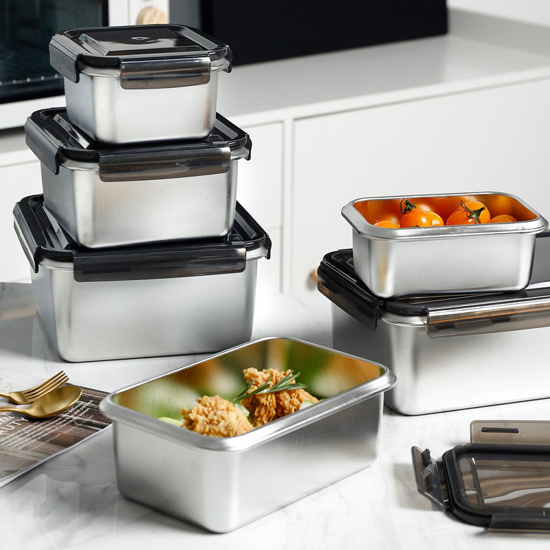 食品级不锈钢保鲜盒食物水果收纳盒密封盖冰箱专用微波炉便当饭盒|ruв категории посуда, сохранение контейнер/сохранение продовольственный, сохранение коробка - от Buy2taobao.com для оказания профессиональной услуги покупки агента Taobao