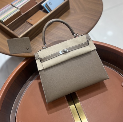 非品控玩家勿扰！手工凯莉包haas原厂EP牛皮大象灰外缝KL25cm金银