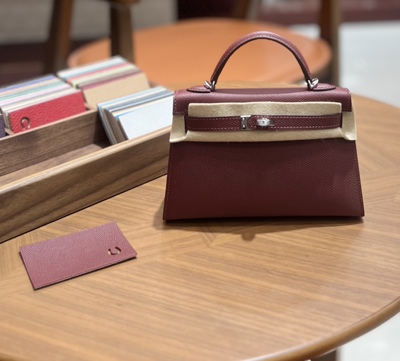 非品控玩家勿扰！手工凯莉包法国haas原厂EP皮爱玛红掌纹牛皮银扣
