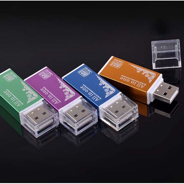 迷你铝合金读卡器 2.0迷你多合一读卡器SD/MMC TF MS M2厂家