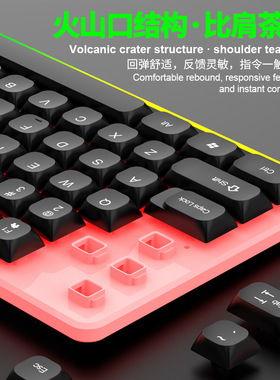 LIMEIDE力镁升级版GTX350发光键盘鼠标USB机械手感有线球形键帽套