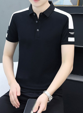 夏季短袖polo衫男商务休闲青年翻领帅气半袖上衣潮牌带领T恤