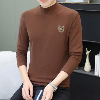 男士半高领打底衫纯棉内搭修身