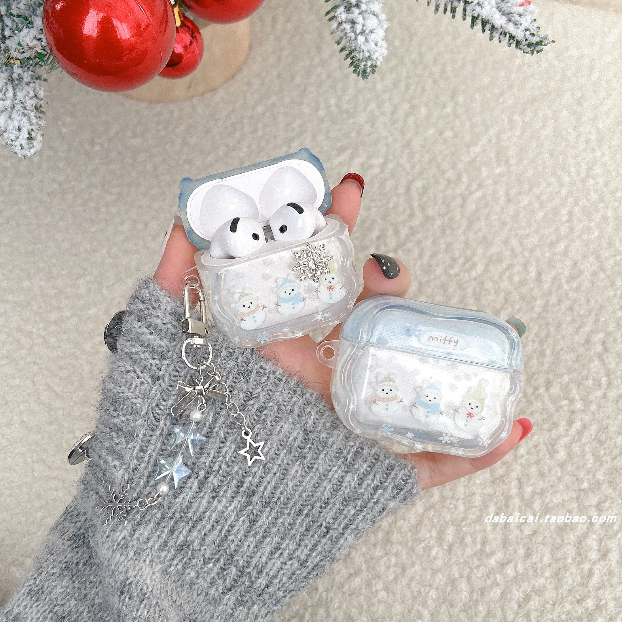 ins韩系撞色雪花雪人适用airpods4耳机套pro3新款airpodspro2保护套3代苹果无线蓝牙三代airpods1/2防摔二代,3C数码配件,耳机保护套,淘宝优惠券,粉丝福利购,淘宝优惠卷