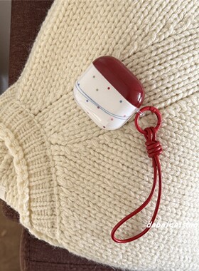 ins韩系撞色波点线条适用airpods4耳机套pro3新款airpodspro2保护套3代苹果无线蓝牙三代airpods1/2防摔二代