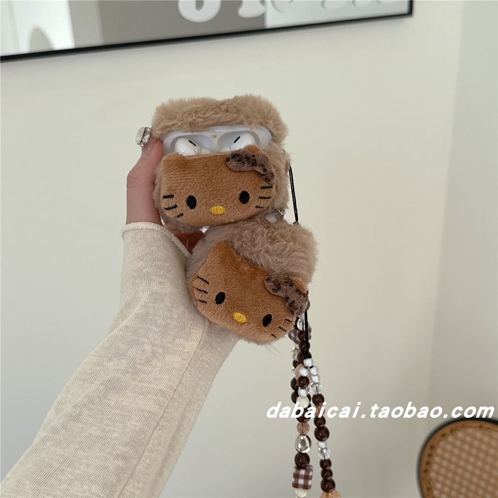 airpods4耳机套棕毛绒立体猫咪