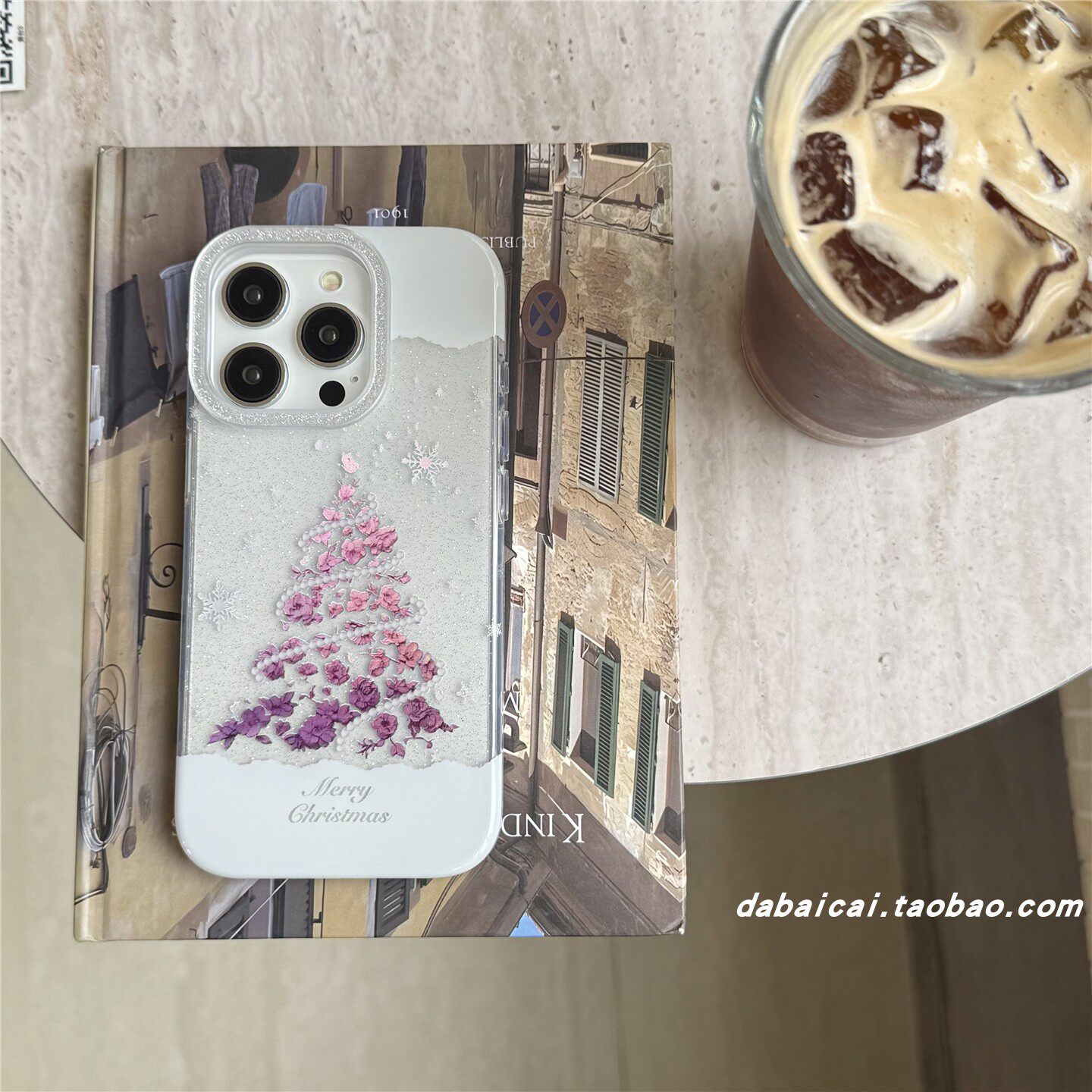 苹果16手机壳秋冬雪花花朵圣诞树