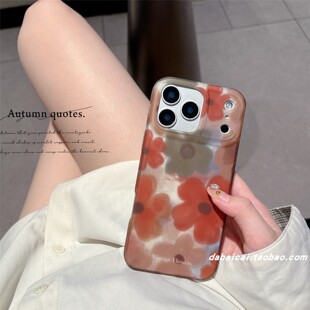 ins油画涂鸦花朵适用iphone17promax苹果16手机壳15pm新款14pro少女心17网红13pro全包防摔韩系艺术创意轻奢
