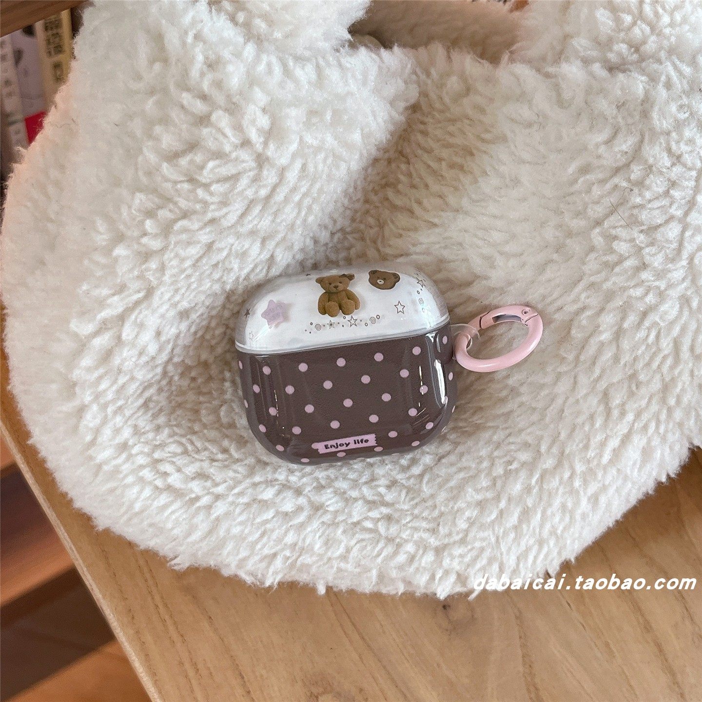 ins撞色粉波点小熊适用airpods pro3耳机套4代无线蓝牙苹果airpods1/2代耳机壳pro新款3代pro2防摔保护套韩系,3C数码配件,耳机保护套,淘宝优惠券,粉丝福利购,淘宝优惠卷