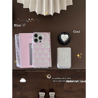 苹果16手机壳爱心蝴蝶结磁吸